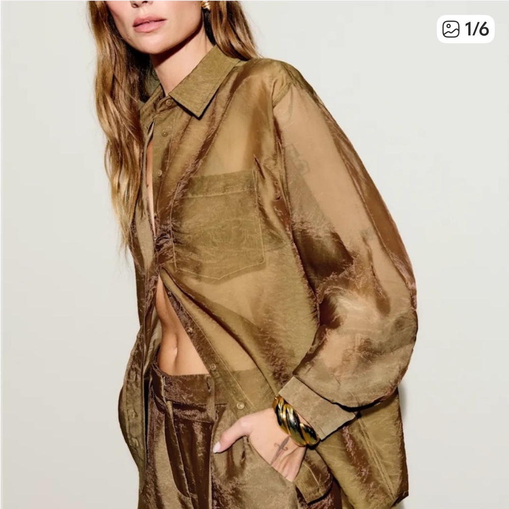 Reformation Eli Oversized Sheer Shirt - Picture 3 of 11